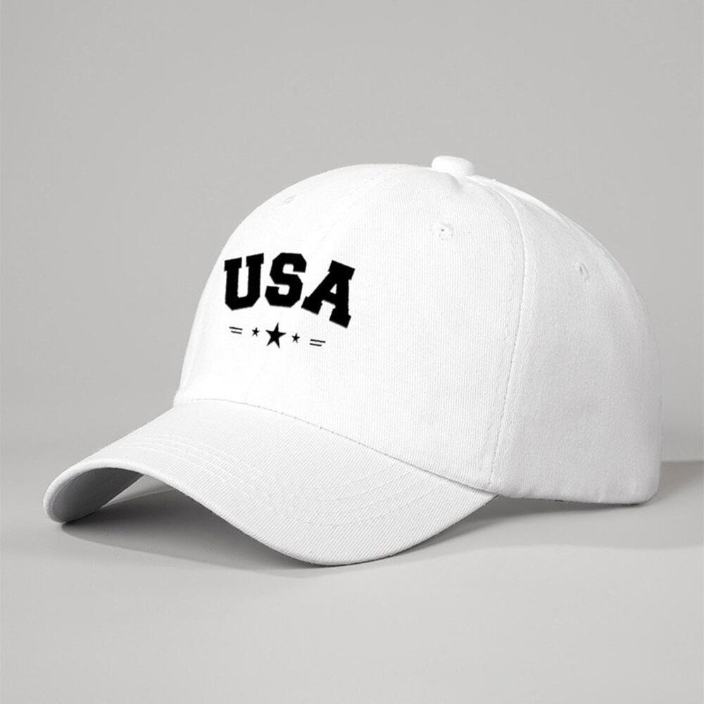 USA White Star Print Adjustable Patriotic Dad Hat Baseball Cap NWOT